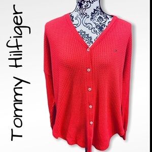 TOMMY HILFIGER Pink Waffle Knit Cardigan